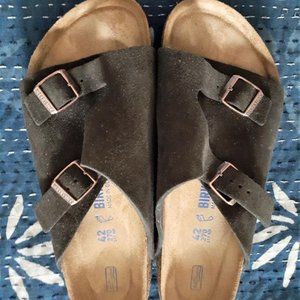 NEW birkenstock ZURICH Mocha suede leather 42 WIDE
